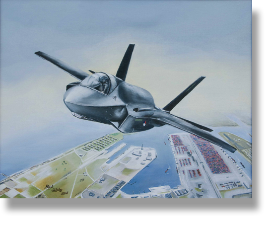 Lockheed JSF F-35 KLU
Oil on Canvas
ingelijst 40 x 30 cm € 250,00